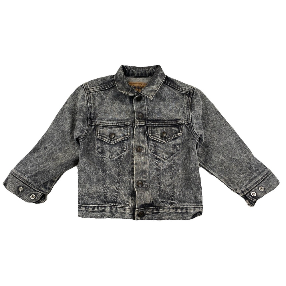 Vintage Little Levi's Black Denim Jacket 72225 USA Black Tab Size 7